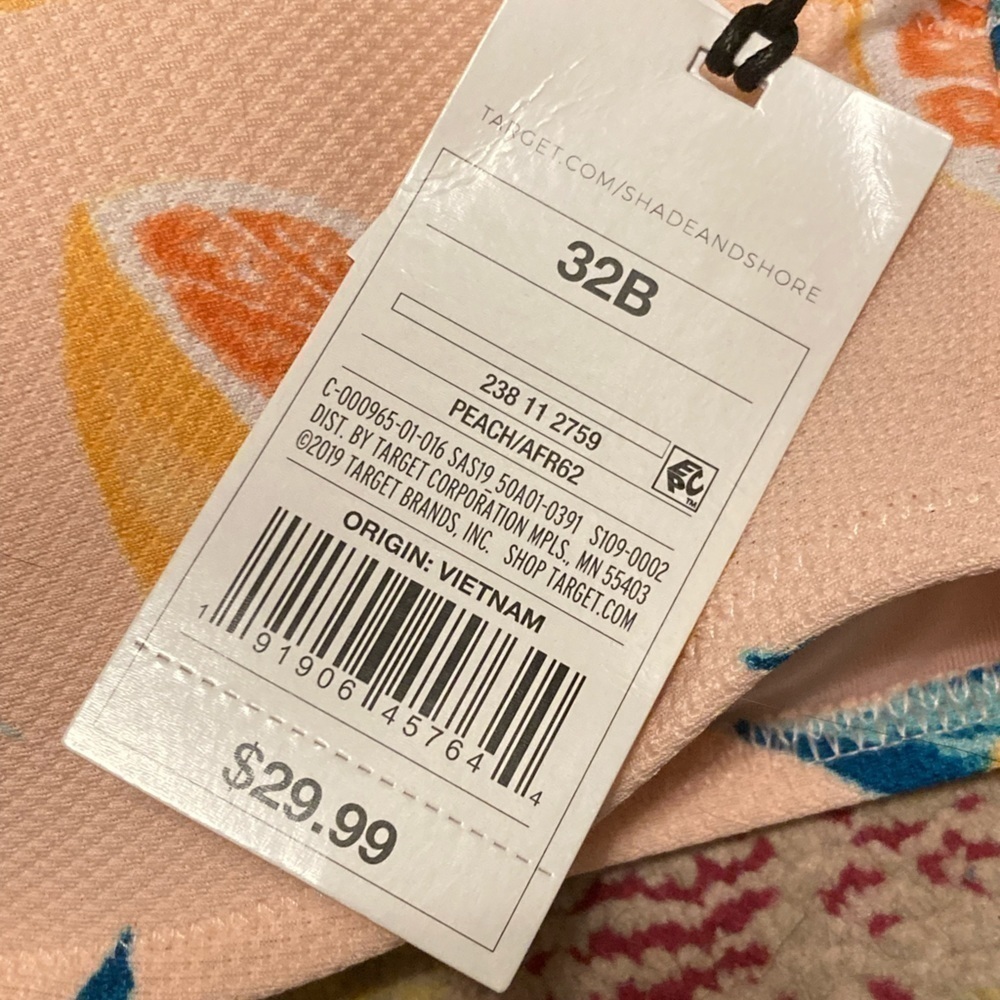 NWT Shade & Shore Grapefruit Pink And Orange Bikini Top Size 32B - Picture 13 of 13